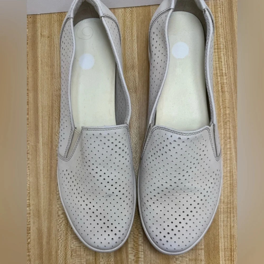 Dansko Odina Sand Milled Nubuck Perforated Sneakers Slip On Beige Shoes Sz 42